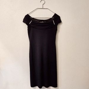 Ellen Tracy Rhinestone Off Shoulder Midi Dress